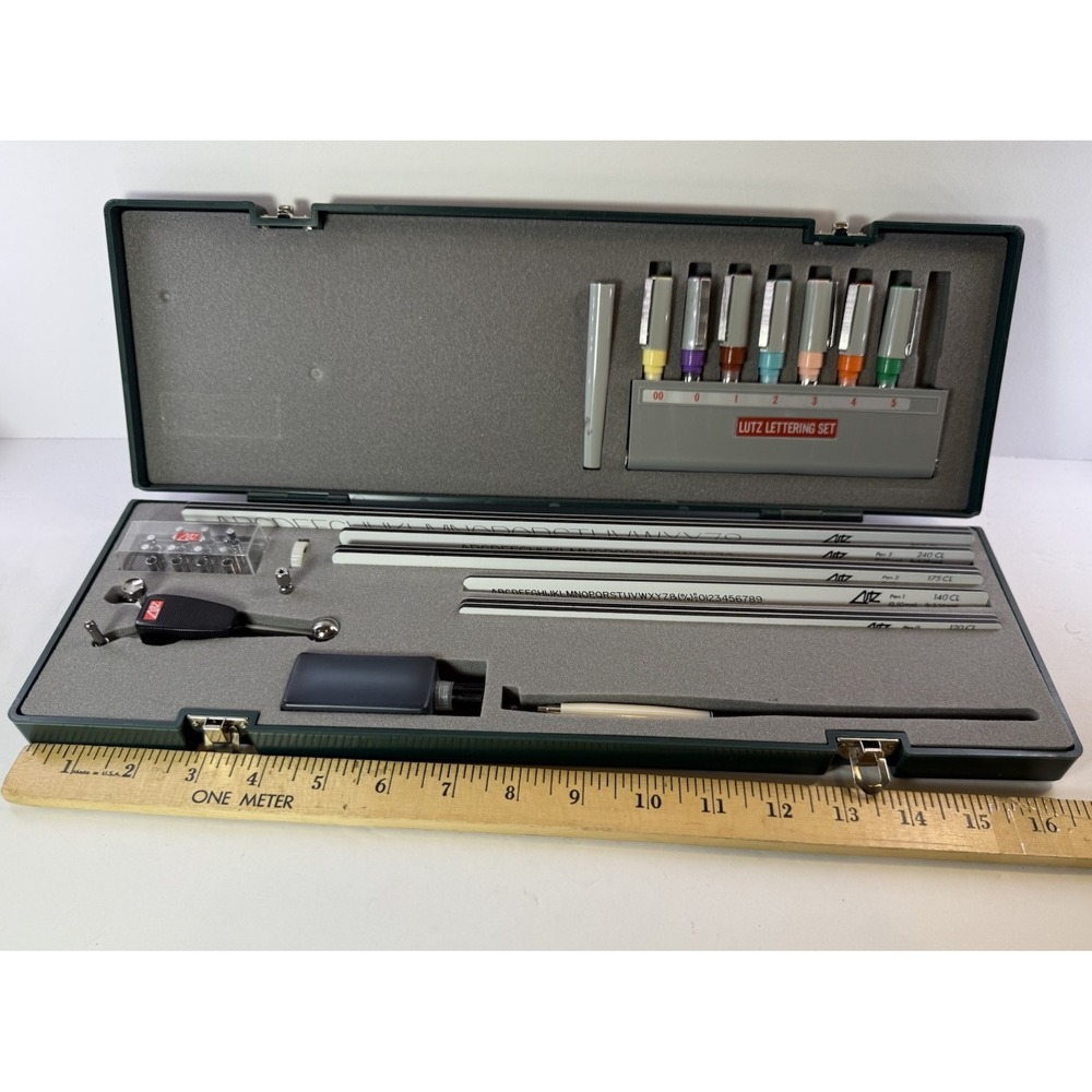 Vintage Lutz No 2 Technical Lettering Set Drafting Architect Engineering Kit - Picture 9 of 10
